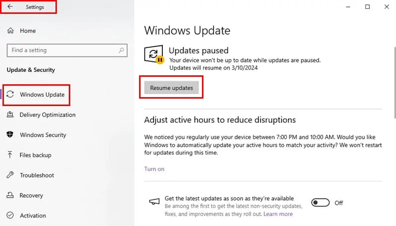 Install updates on Windows PC