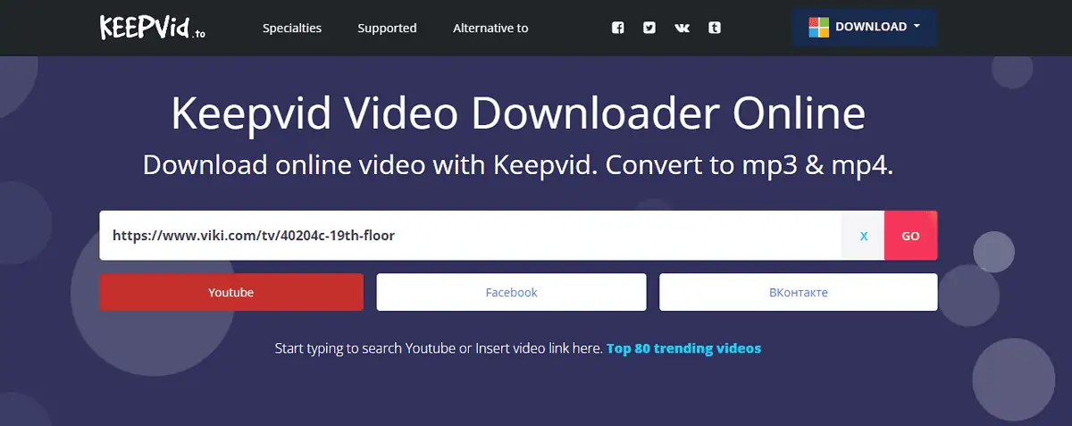 Keepvid website