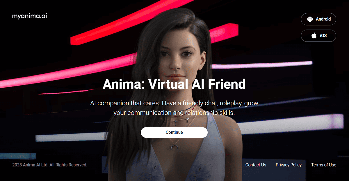 My Anima AI page