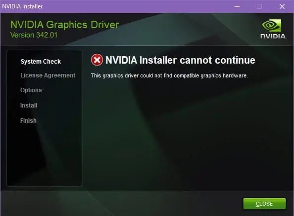 Nvidia Installer cannot continue