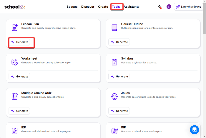 Other tools on School AI