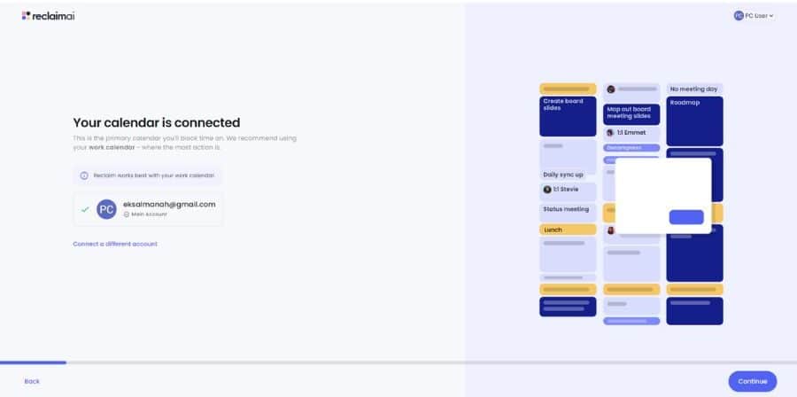 Reclaim.Ai Calendar is connected