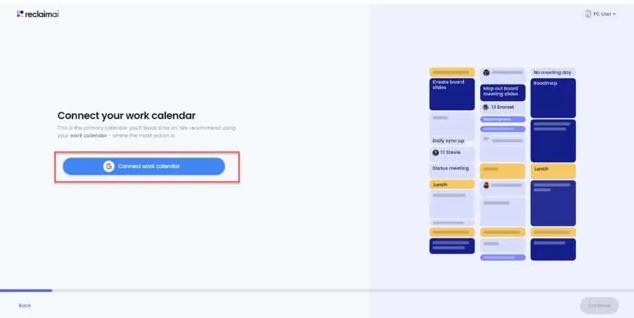 Reclaim.Ai Connect with G calendar