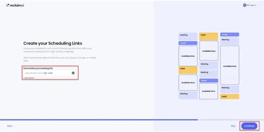 Reclaim.Ai Scheduling link