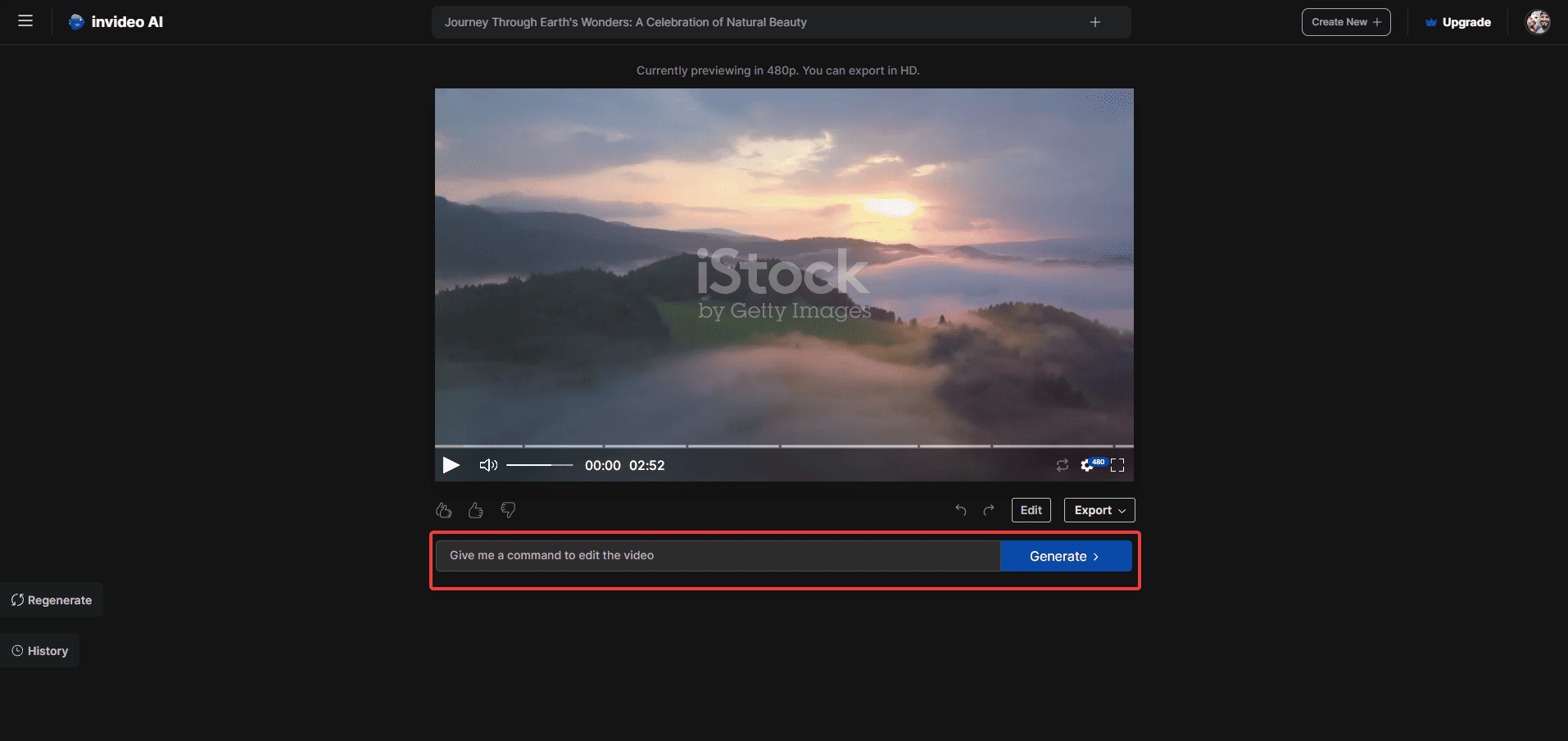 Invideo AI editing by text prompt