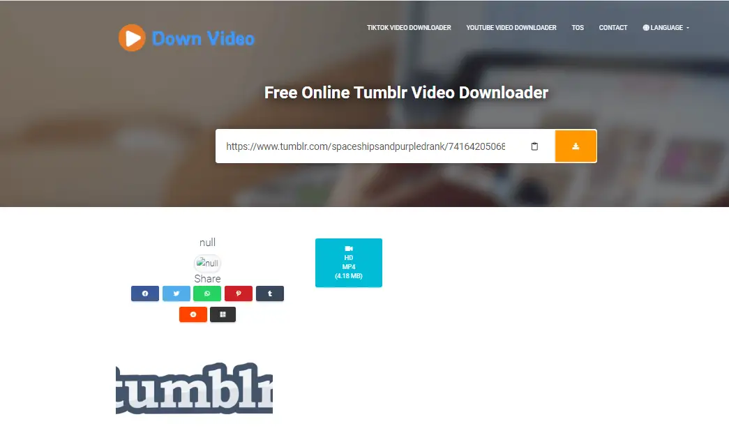 The Down Video Tumblr video downloader