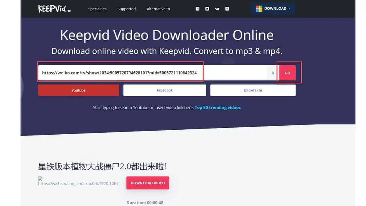 Weibo Downloader Keepvid Paste URL