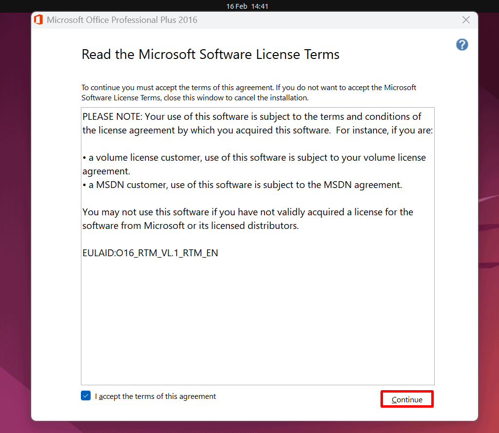 accepting microsoft license agreement on linux