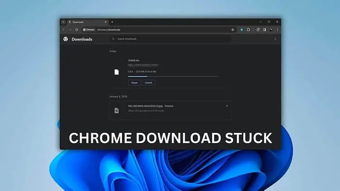 chrome download stuck