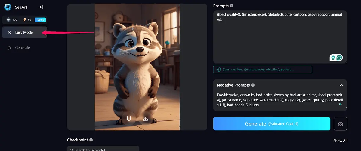 Kuvien luominen SeaArt AI:ssä Easy Modessa