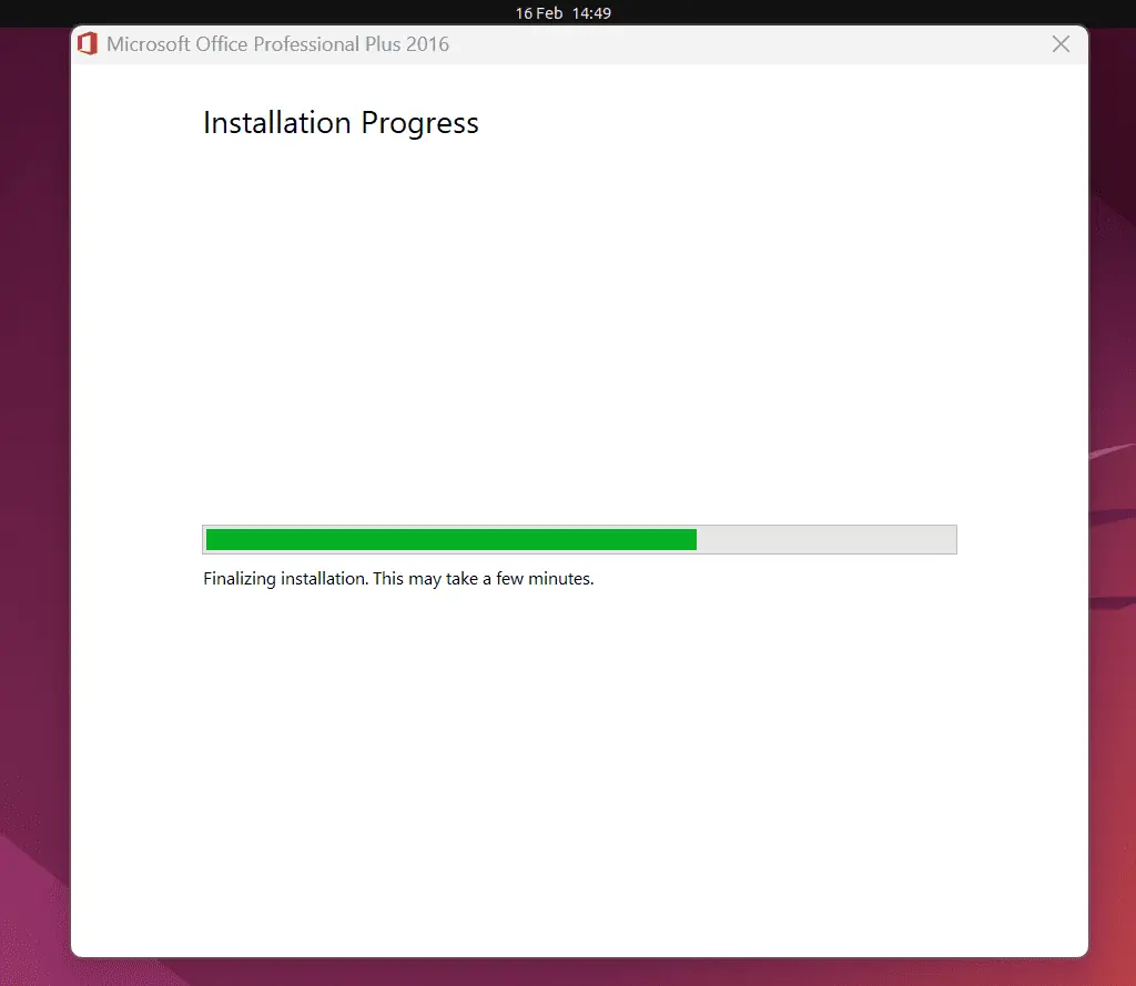 finalizing installation of microsoft office on linux
