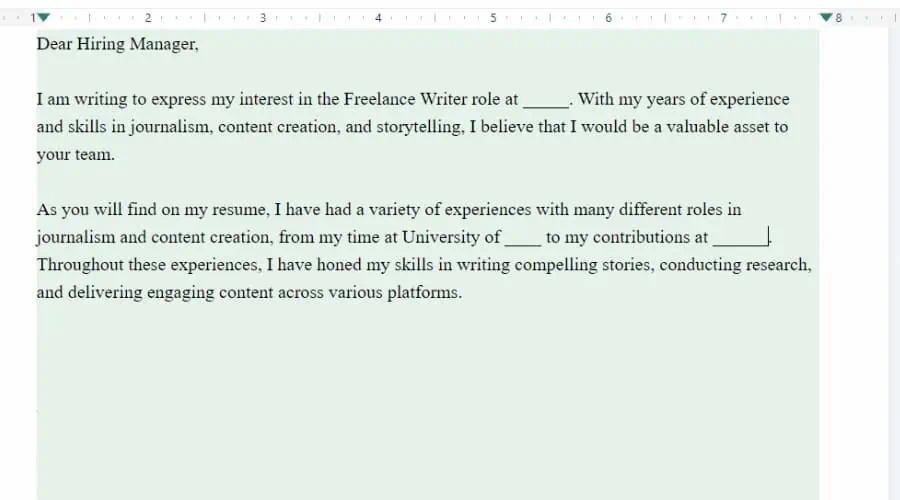 Wonsulting AI - generated cover letter