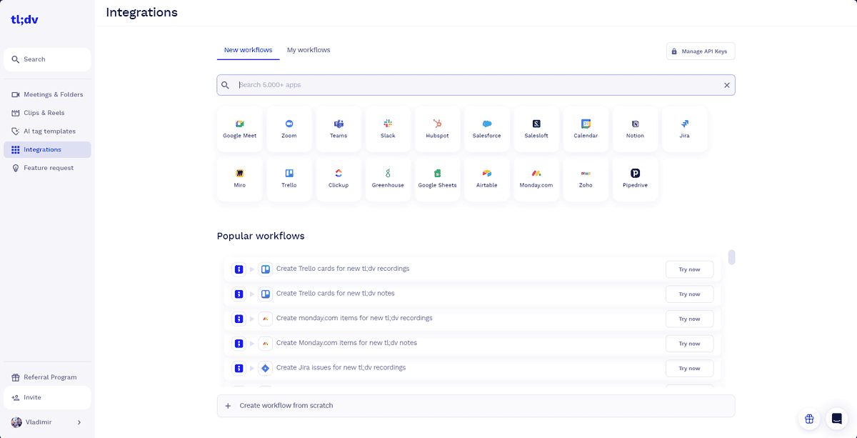 tl;dv integrations