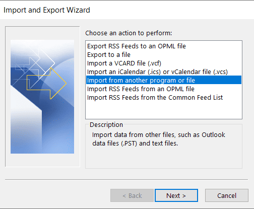 importer depuis un autre programme ou fichier