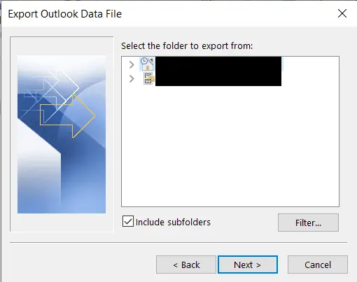 export pst-bestand Outlook