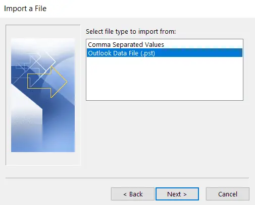 Outlook-Datendatei importieren