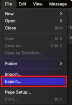 Outlook Mac-export