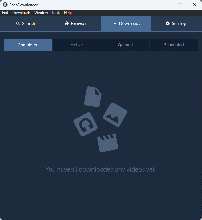 SnapDownloader downloads tab