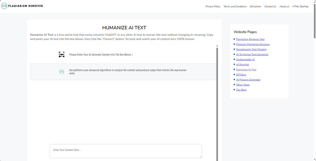 Humanize AI Text interface