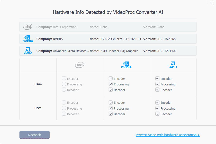 VideoProc Converter AI encoders