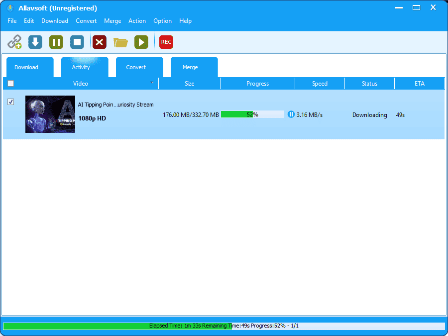 Allavsoft Video & Audio Downloader downloading