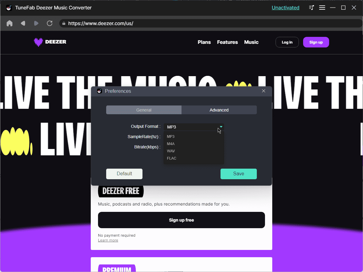 TuneFab Deezer Music Converter output format