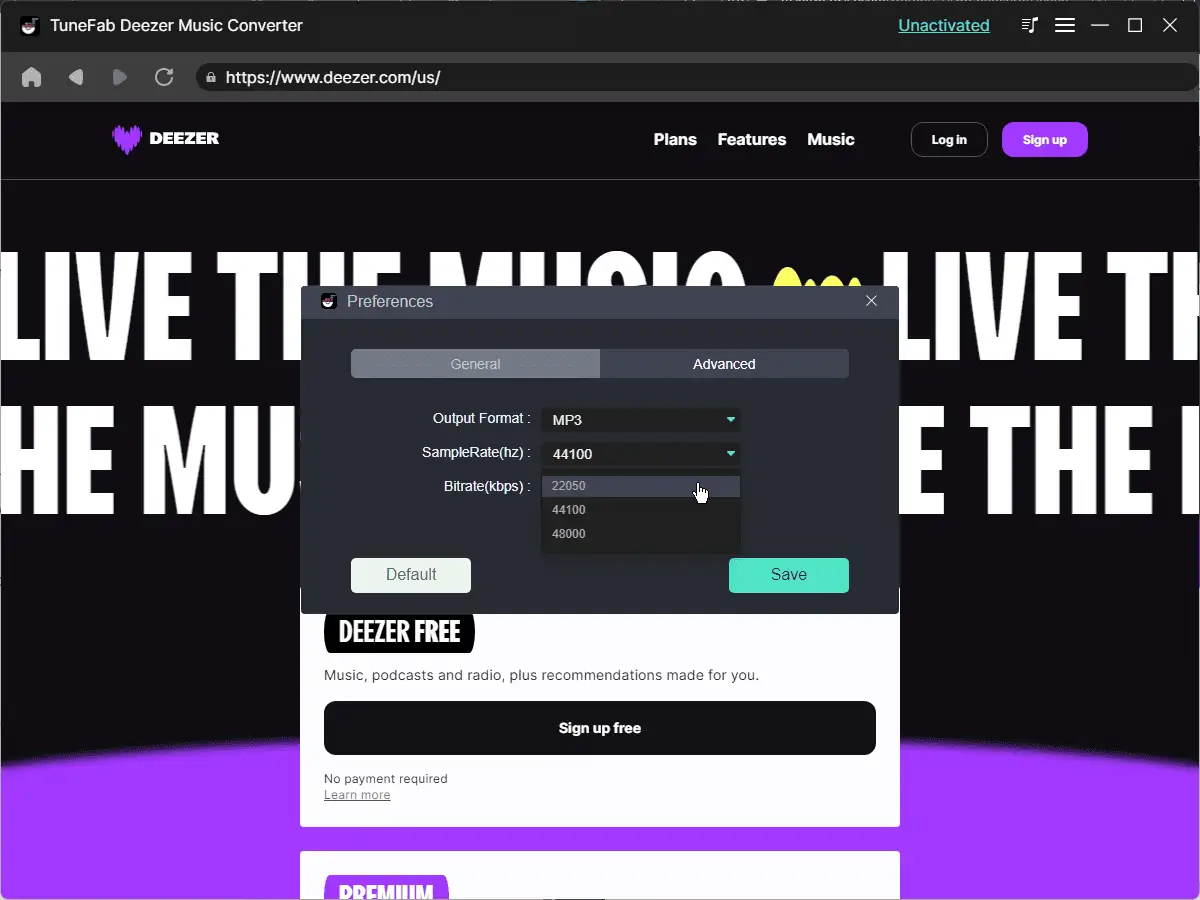 TuneFab Deezer Music Converter sample rate