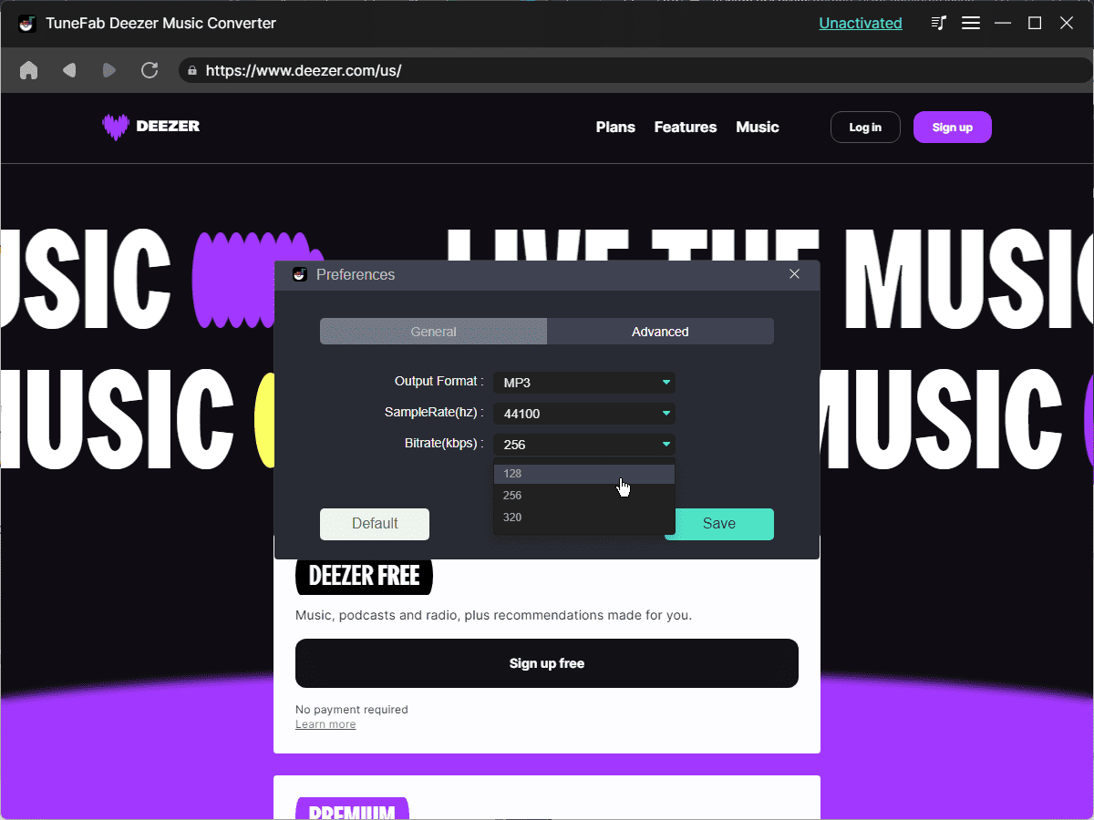 TuneFab Deezer Music Converter bitrate
