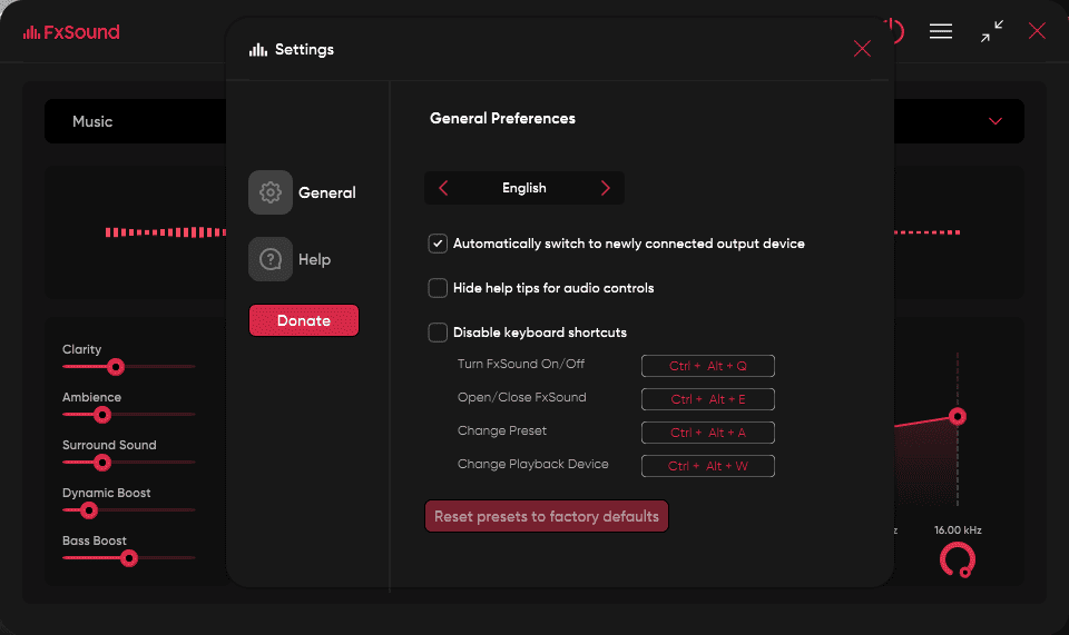 fxsound general preferences