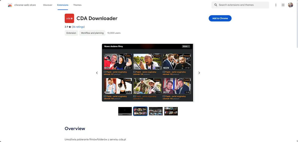 CDA Downloader webpage