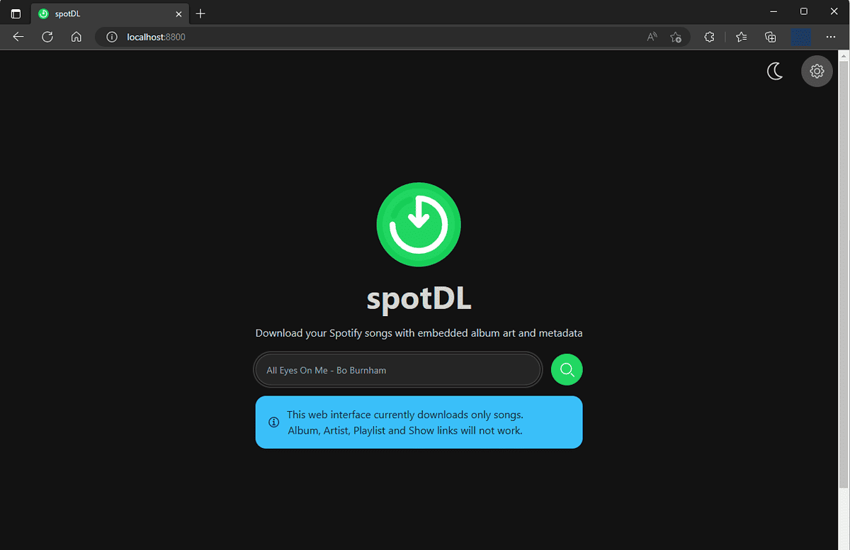 SpotDL Music Downloader interface