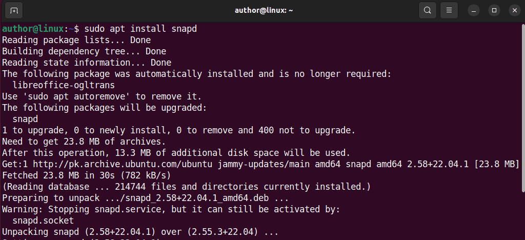 installing snapd on linux