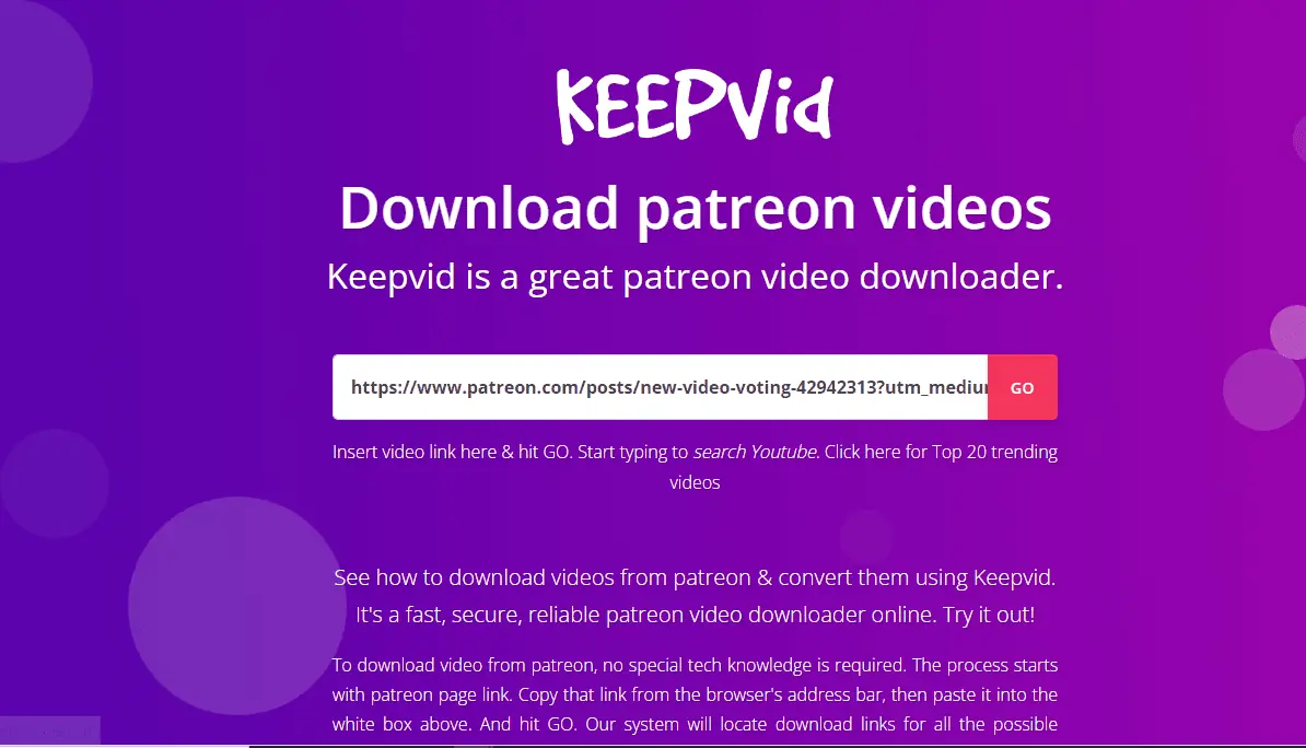 keepVid Patreon downloader