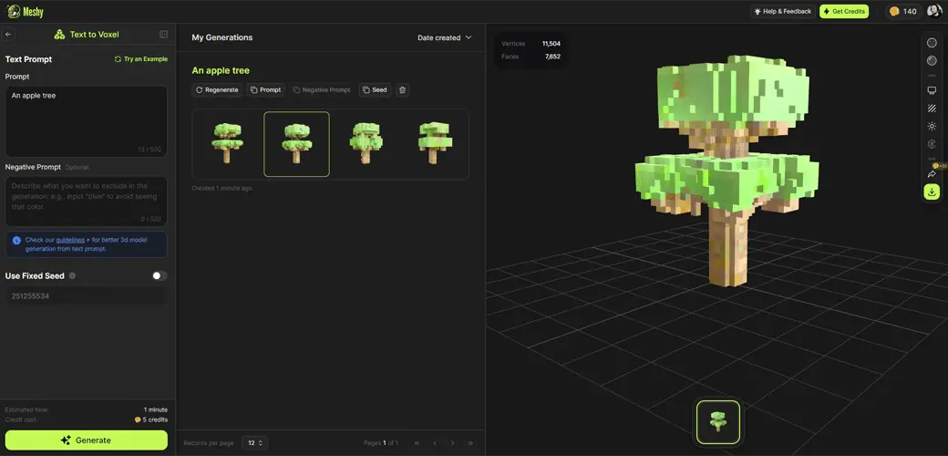 meshy ai text to voxel