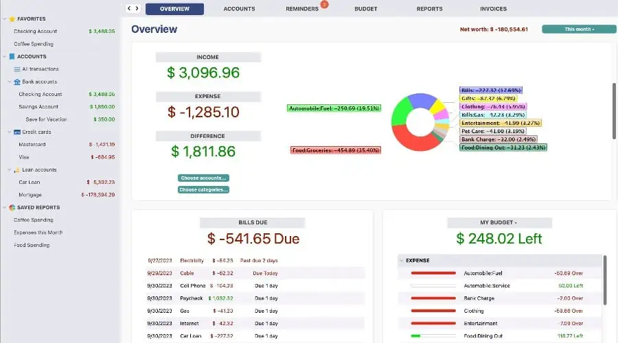 Moneyspire checkbook software for Windows