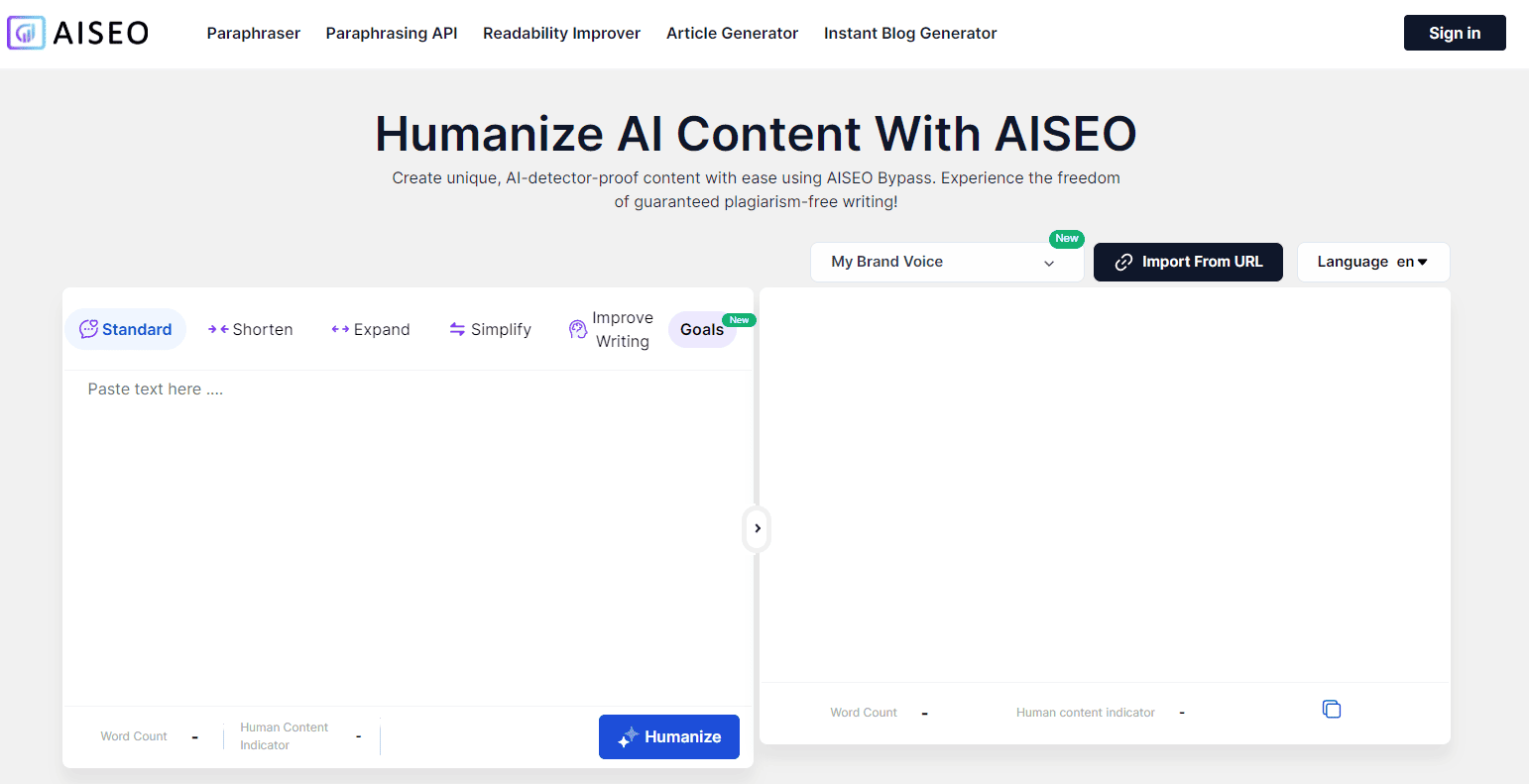 AISEO interface