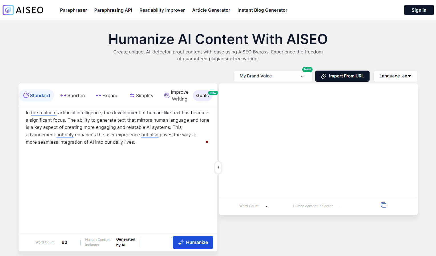 AISEO AI text generated and pasted