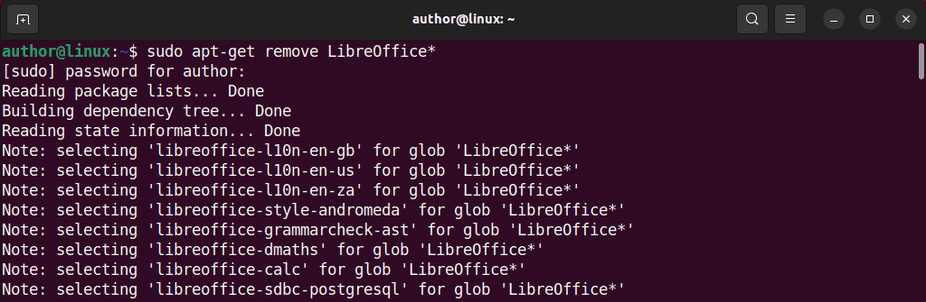 removing libreoffice from linux