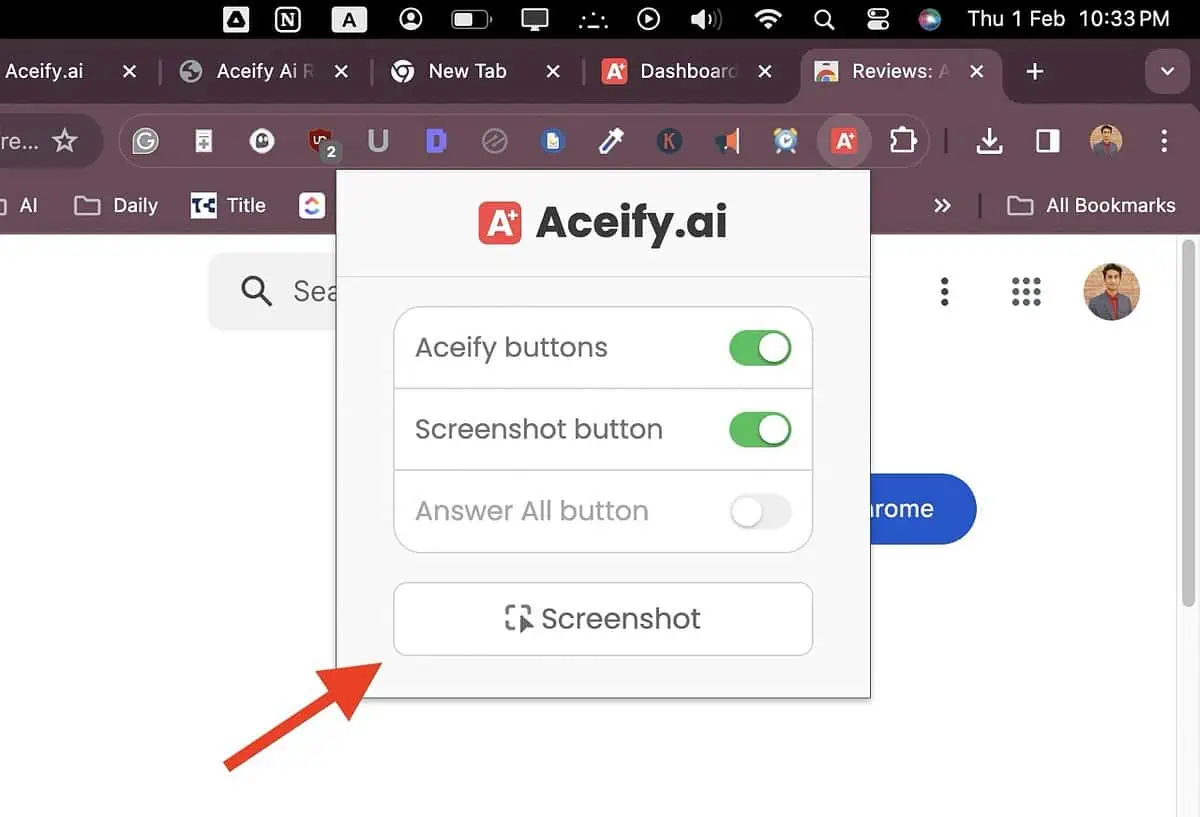 Aceify AI Screenshot Feature