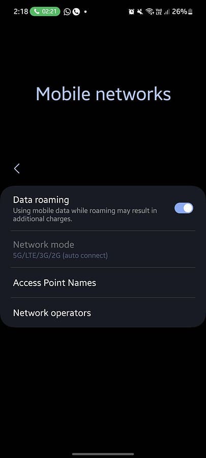 switch on data roaming