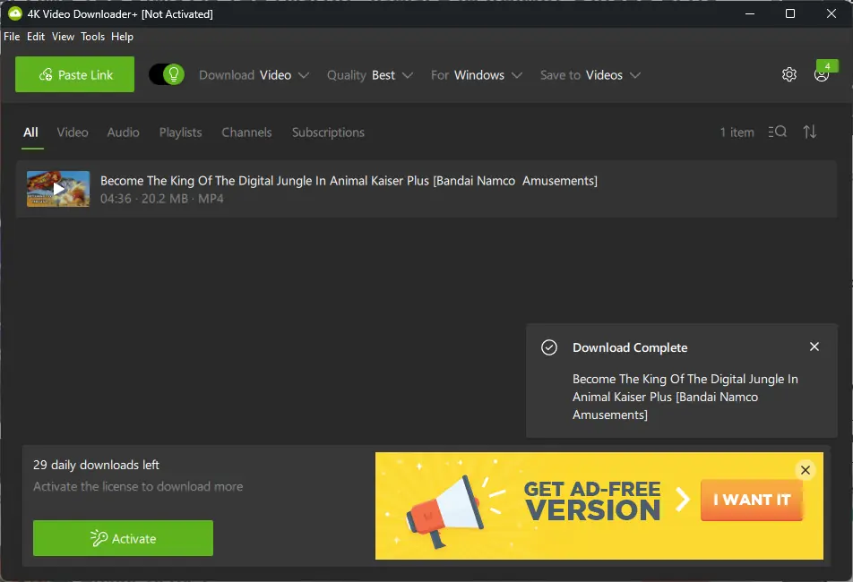 4K Video Downloader downloaded
