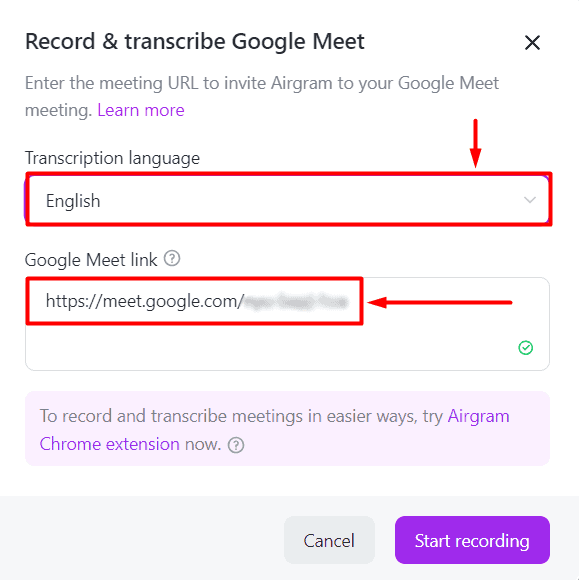 Airgram Google Meet