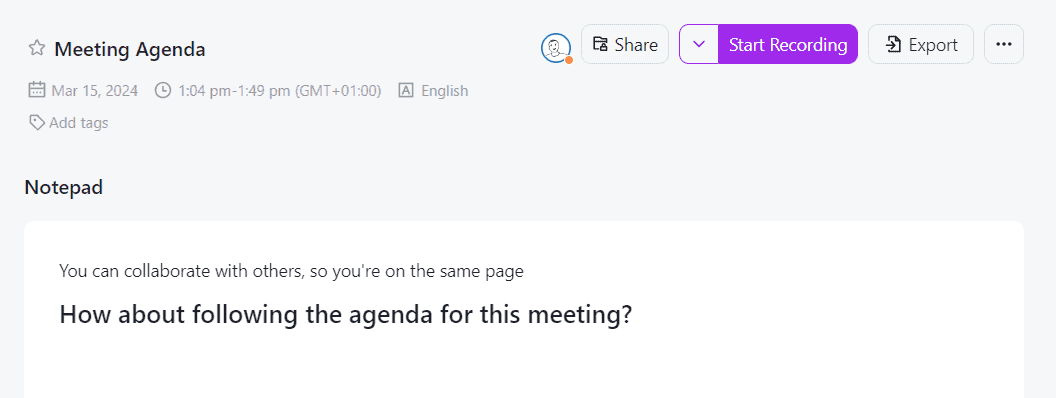 Airgram meeting agenda
