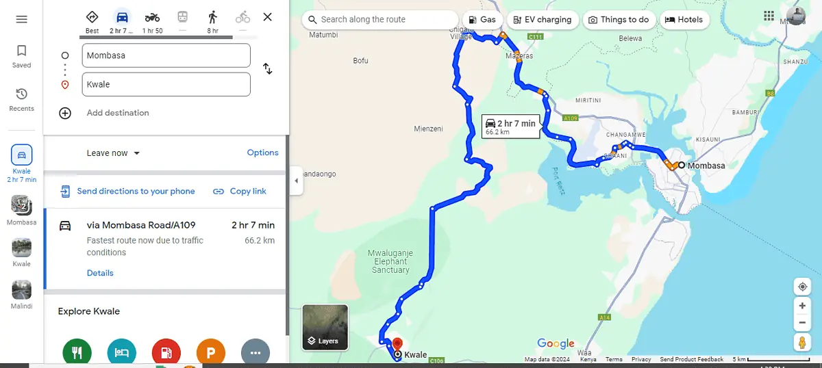 Google Maps route