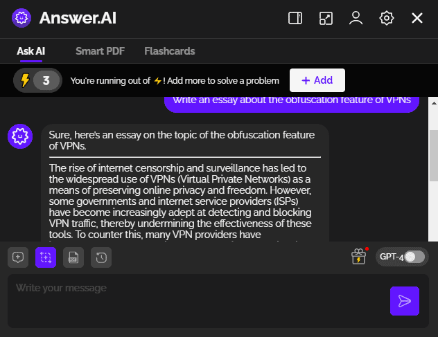 Answer AI generated essay