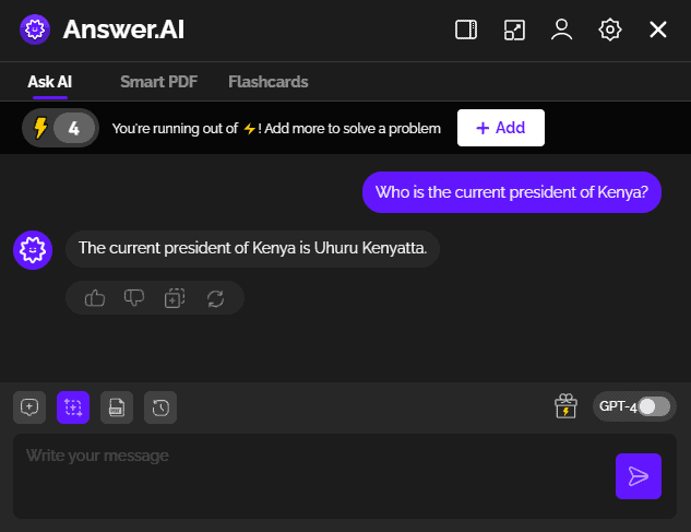 Ask AI answer