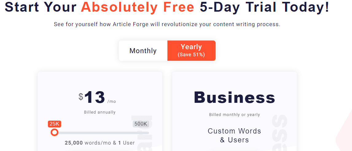 Article Forge pricing