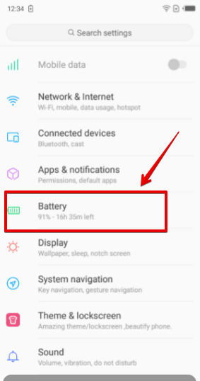 Android Battery settings