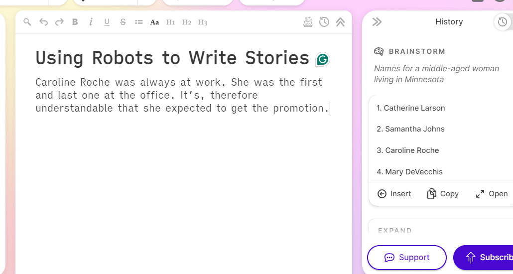 Go back to the writing section and start writing your story. You can write a few lines to guide the AI.