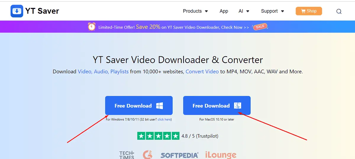Go to YT Saver’s site and download it for your Windows or Mac device.